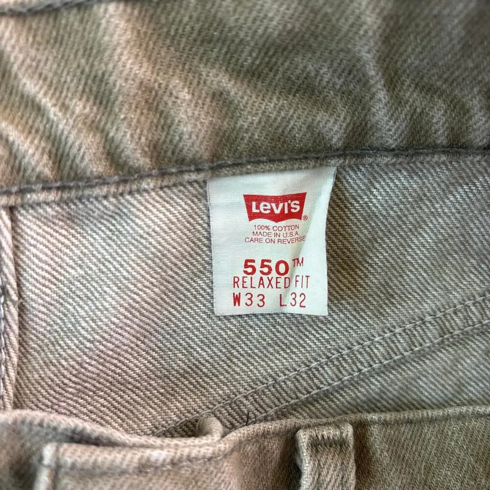 VTG Levi’s 550 Orange Tab Jeans Mens 33x32 Tan Relaxed Fit Made in USA 90s